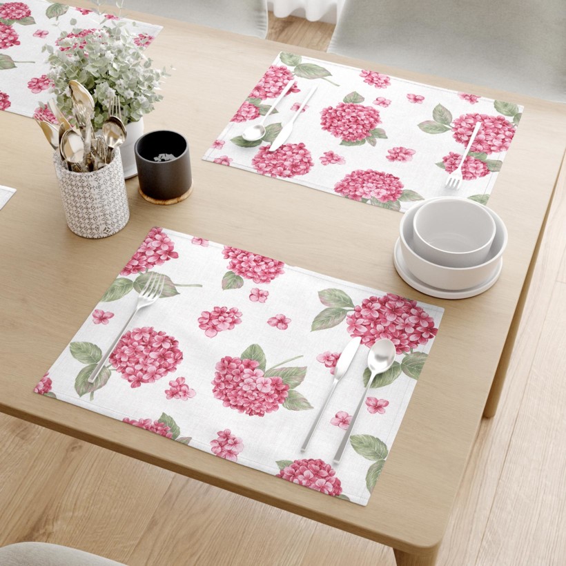 Podkładka na stół Loneta - różowe kwiaty hortensji - 2szt.