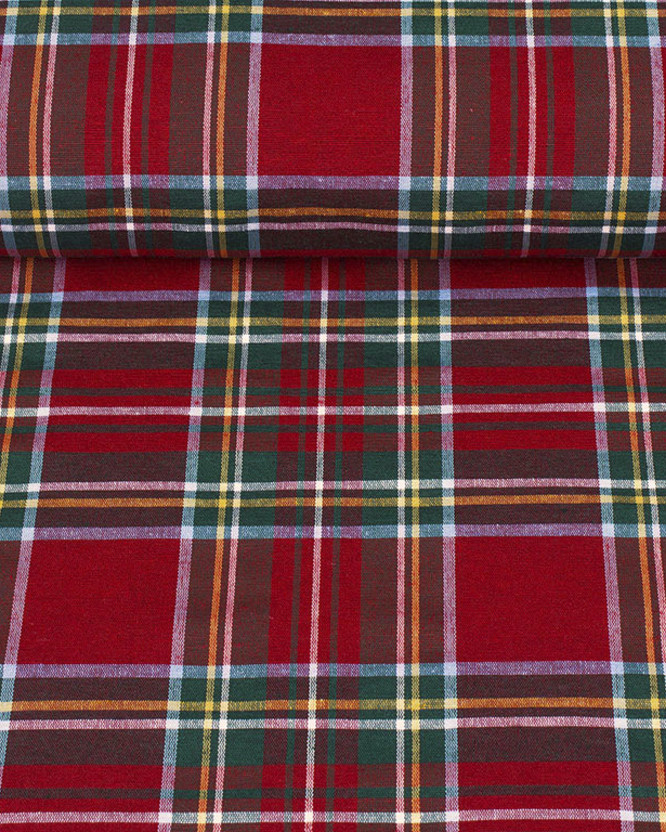 Tkanina dekoracyjna Loneta - duża czerwona kratka