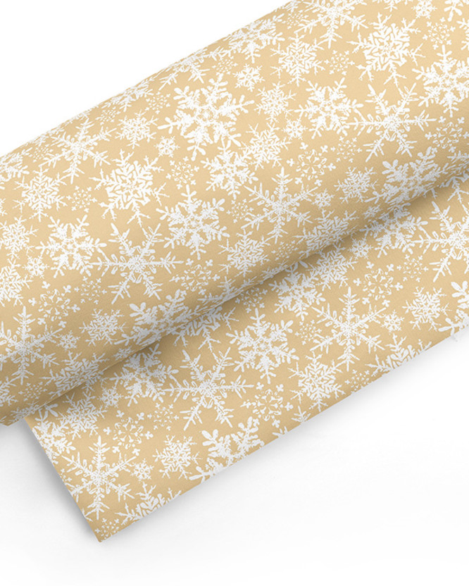 Mocna tkanina bawełniana 220 g/m2 - płatki śniegu na złotym