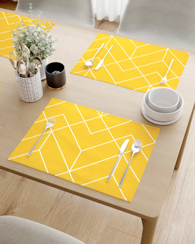 Podkładka na stół z płótna bawełnianego - mozaika na żółtym - 2szt.