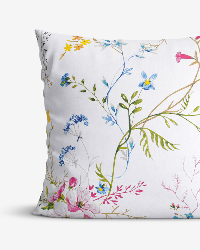 Poszewka na poduszkę bawełniana - malowane kwiaty polne