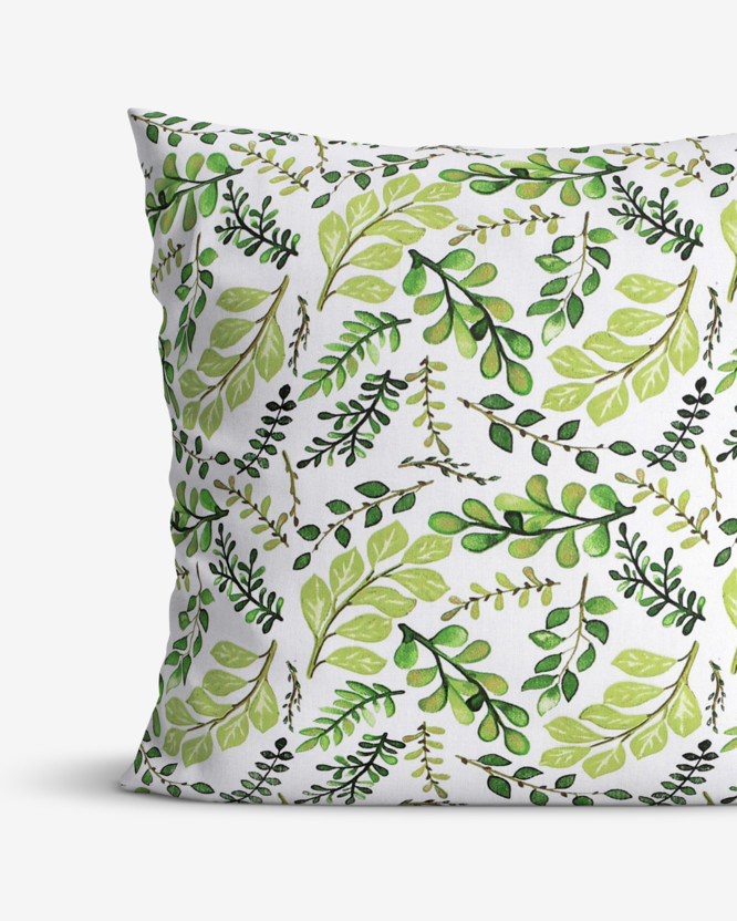 Poszewka na poduszkę bawełniana - zielone liście