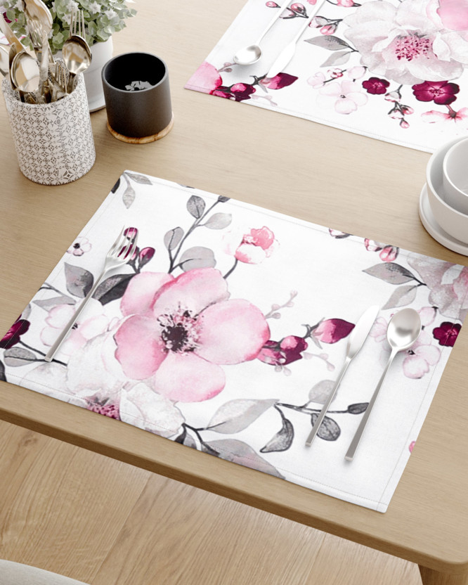 Podkładka na stół z płótna bawełnianego - kwiaty sakury - 2szt.
