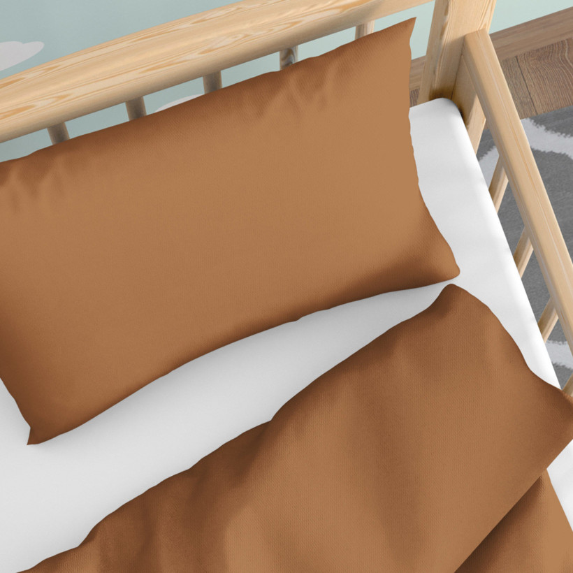 Pościel bawełniana do łóżeczka - cynamonowo-brązowa