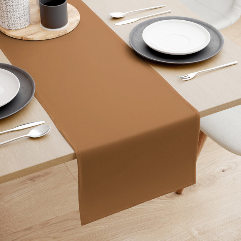 Bieżnik na stół z płótna bawełnianego - cynamonowo-brązowy